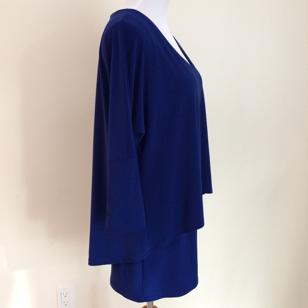 Frank Lyman Design Top Womens 8 Tunic Shirt Layered 3/4 Sleeve Blue Stretch - Picture 4 of 11